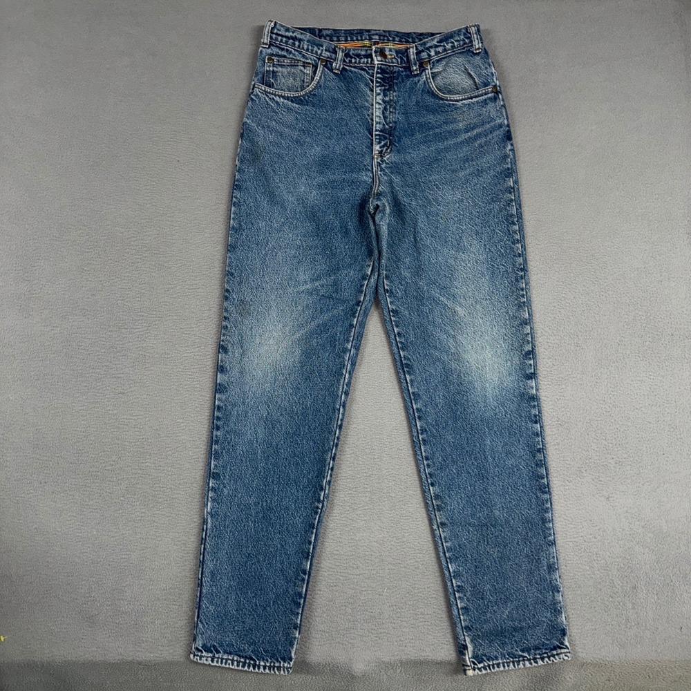 Eddie Bauer Jeans Mens 34x34 (Fits 32x34) Blue Flannel Lined Straight VTG USA